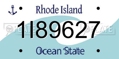1I89627 Rhode Island License Plate
