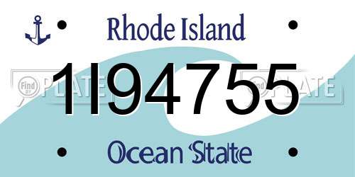 1I94755 Rhode Island License Plate