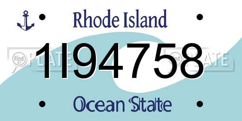 1I94758 Rhode Island License Plate