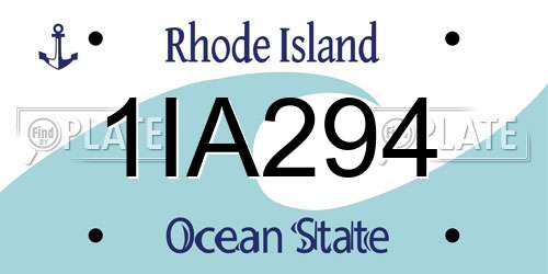 1IA294 Rhode Island License Plate
