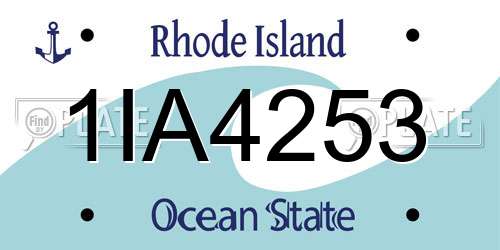 1IA4253 Rhode Island License Plate