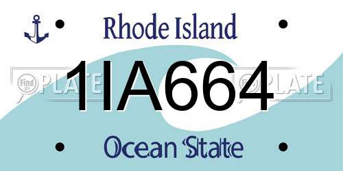 1IA664 Rhode Island License Plate