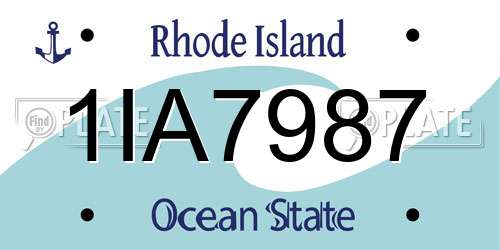 1IA7987 Rhode Island License Plate