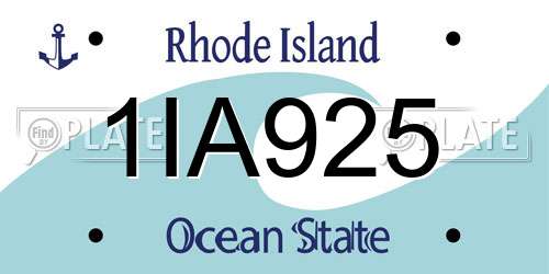 1IA925 Rhode Island License Plate