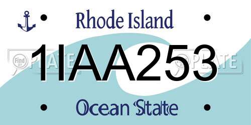 1IAA253 Rhode Island License Plate