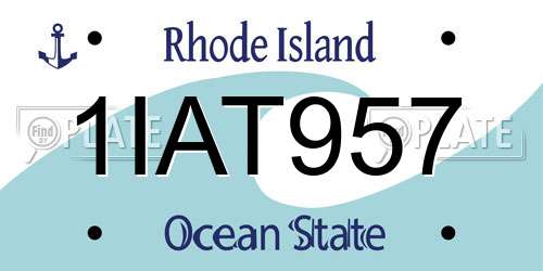 1IAT957 Rhode Island License Plate