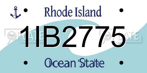 1IB2775 Rhode Island License Plate