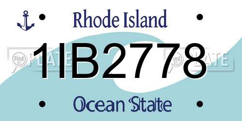 1IB2778 Rhode Island License Plate