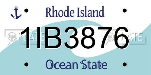 1IB3876 Rhode Island License Plate