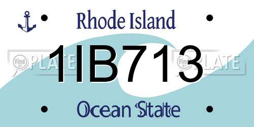 1IB713 Rhode Island License Plate