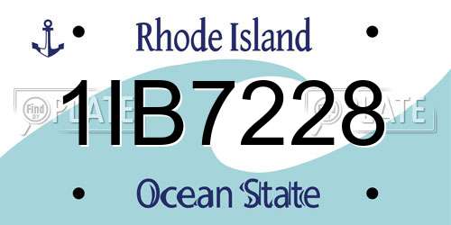 1IB7228 Rhode Island License Plate