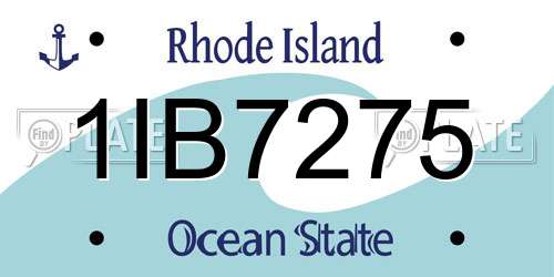 1IB7275 Rhode Island License Plate