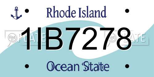 1IB7278 Rhode Island License Plate