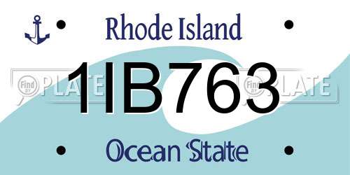 1IB763 Rhode Island License Plate