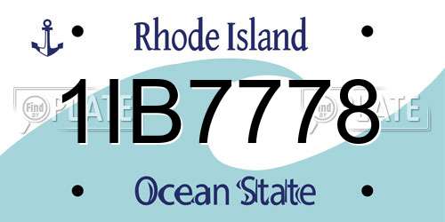 1IB7778 Rhode Island License Plate