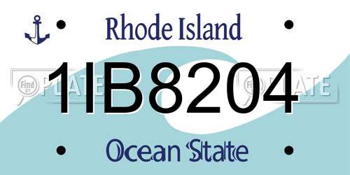 1IB8204 Rhode Island License Plate