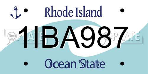 1IBA987 Rhode Island License Plate