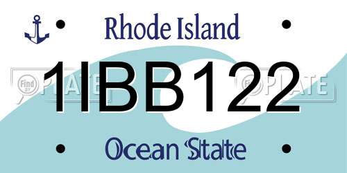 1IBB122 Rhode Island License Plate
