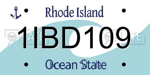 1IBD109 Rhode Island License Plate