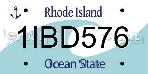 1IBD576 Rhode Island License Plate
