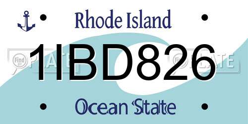1IBD826 Rhode Island License Plate