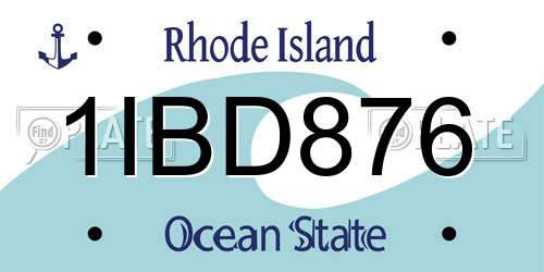 1IBD876 Rhode Island License Plate