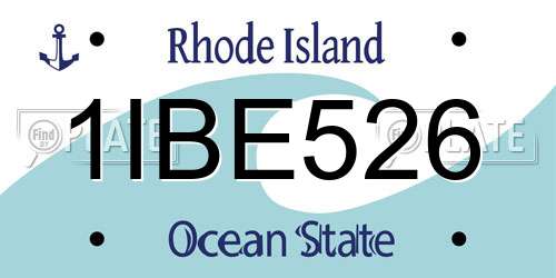1IBE526 Rhode Island License Plate