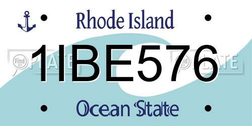 1IBE576 Rhode Island License Plate