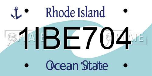 1IBE704 Rhode Island License Plate