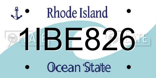 1IBE826 Rhode Island License Plate