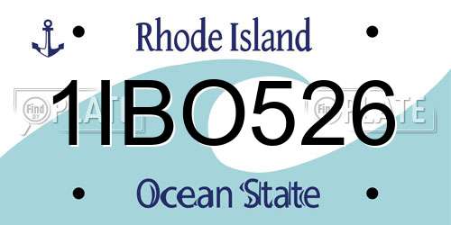1IBO526 Rhode Island License Plate