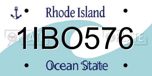 1IBO576 Rhode Island License Plate