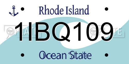1IBQ109 Rhode Island License Plate