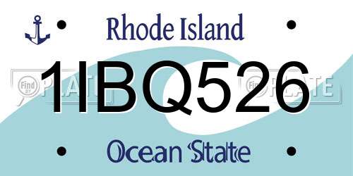 1IBQ526 Rhode Island License Plate