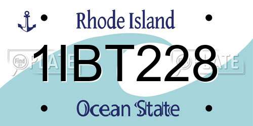 1IBT228 Rhode Island License Plate