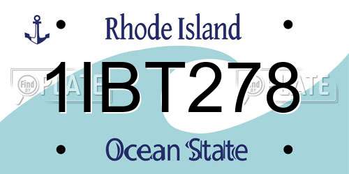 1IBT278 Rhode Island License Plate