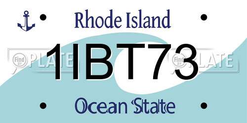 1IBT73 Rhode Island License Plate