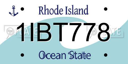 1IBT778 Rhode Island License Plate