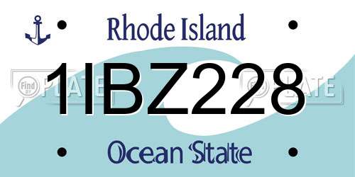 1IBZ228 Rhode Island License Plate