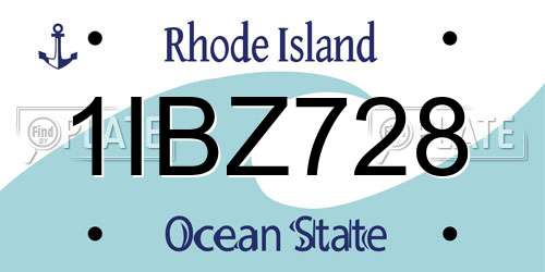 1IBZ728 Rhode Island License Plate