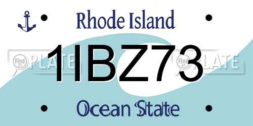 1IBZ73 Rhode Island License Plate