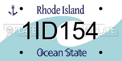 1ID154 Rhode Island License Plate