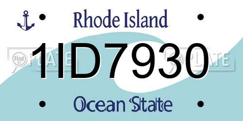 1ID7930 Rhode Island License Plate