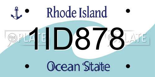 1ID878 Rhode Island License Plate