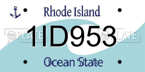 1ID953 Rhode Island License Plate