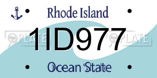 1ID977 Rhode Island License Plate