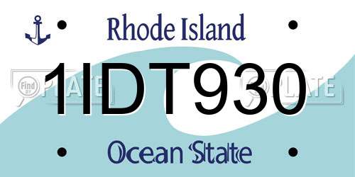 1IDT930 Rhode Island License Plate
