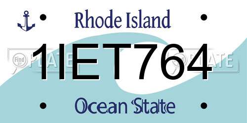 1IET764 Rhode Island License Plate