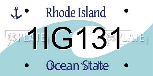 1IG131 Rhode Island License Plate