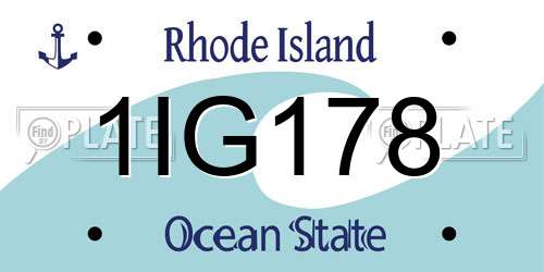 1IG178 Rhode Island License Plate